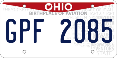 OH license plate GPF2085