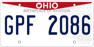 OH license plate GPF2086