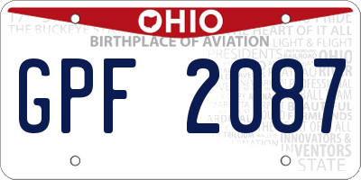 OH license plate GPF2087