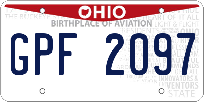 OH license plate GPF2097