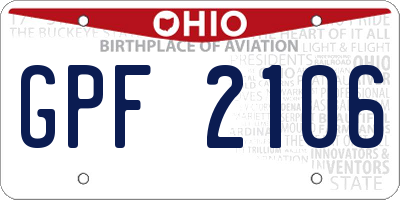 OH license plate GPF2106