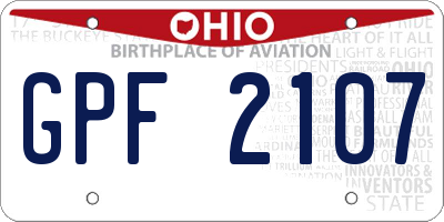 OH license plate GPF2107