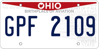 OH license plate GPF2109