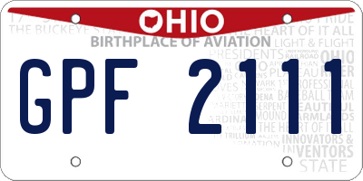 OH license plate GPF2111