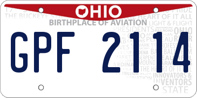 OH license plate GPF2114