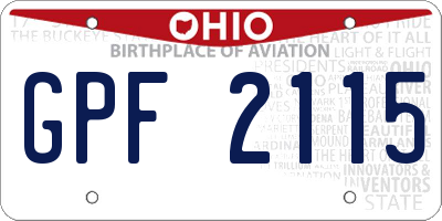 OH license plate GPF2115