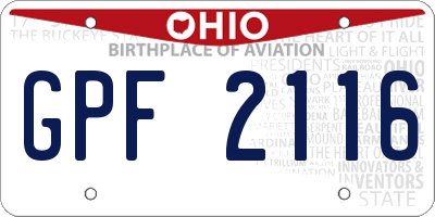 OH license plate GPF2116