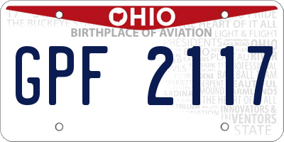 OH license plate GPF2117