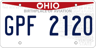 OH license plate GPF2120