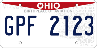OH license plate GPF2123