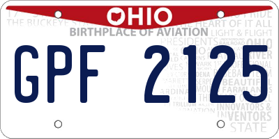 OH license plate GPF2125