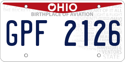 OH license plate GPF2126