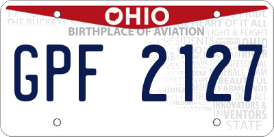 OH license plate GPF2127