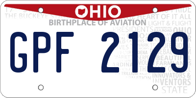 OH license plate GPF2129
