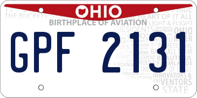 OH license plate GPF2131