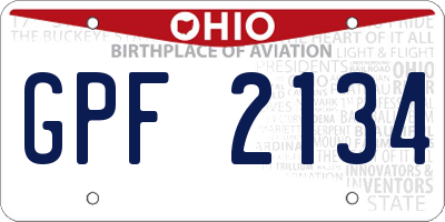 OH license plate GPF2134