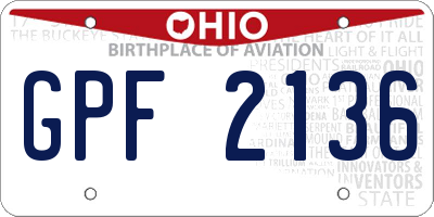 OH license plate GPF2136