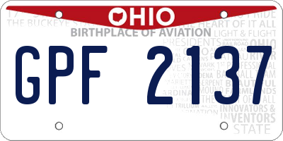 OH license plate GPF2137