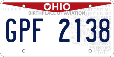 OH license plate GPF2138
