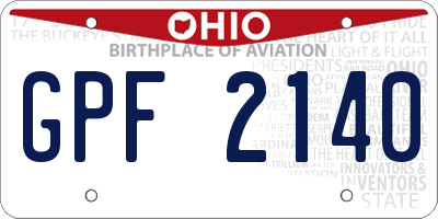OH license plate GPF2140