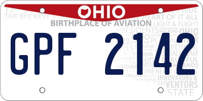 OH license plate GPF2142