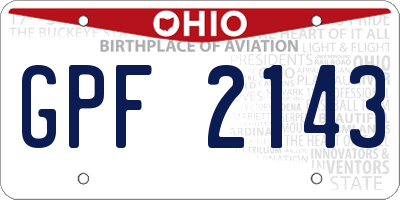 OH license plate GPF2143