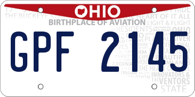 OH license plate GPF2145