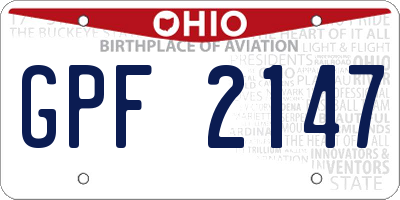 OH license plate GPF2147