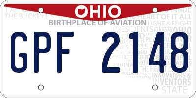 OH license plate GPF2148