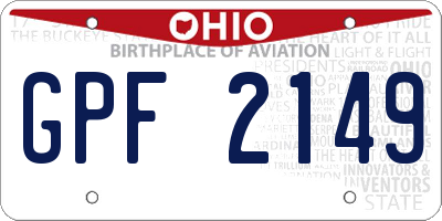 OH license plate GPF2149