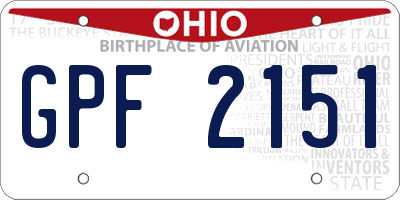 OH license plate GPF2151