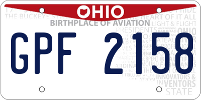 OH license plate GPF2158