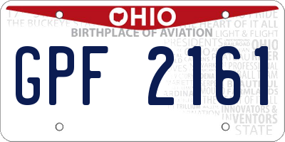 OH license plate GPF2161