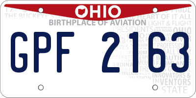 OH license plate GPF2163