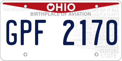 OH license plate GPF2170