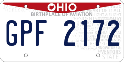 OH license plate GPF2172