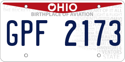 OH license plate GPF2173