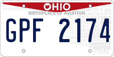 OH license plate GPF2174
