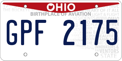 OH license plate GPF2175