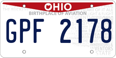 OH license plate GPF2178
