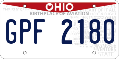 OH license plate GPF2180