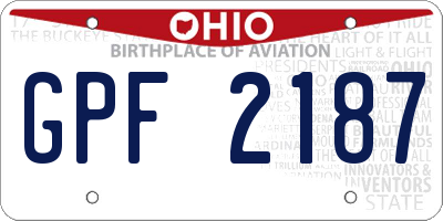 OH license plate GPF2187