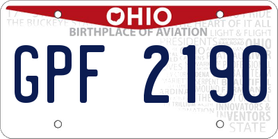 OH license plate GPF2190