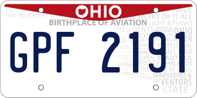 OH license plate GPF2191