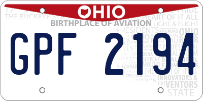 OH license plate GPF2194