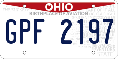 OH license plate GPF2197