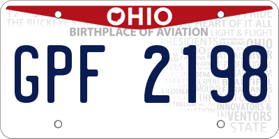 OH license plate GPF2198