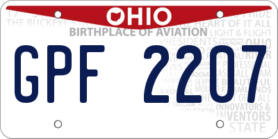 OH license plate GPF2207