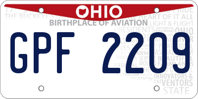 OH license plate GPF2209