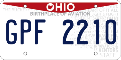 OH license plate GPF2210